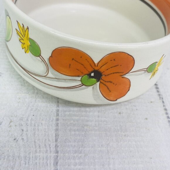 Mancer Italy ORANGE YELLOW FLORAL Hand Paint Stackable Ceramic Bowl Set 3 Flaw - Picture 12 of 16